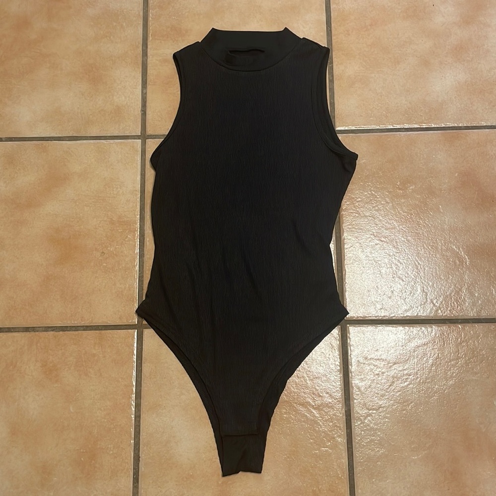 Mock Neck Black Tank Bodysuit